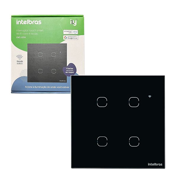 Interruptor Smart Wi-Fi Touch 4 Teclas Ews 1004 Preto Intelbras