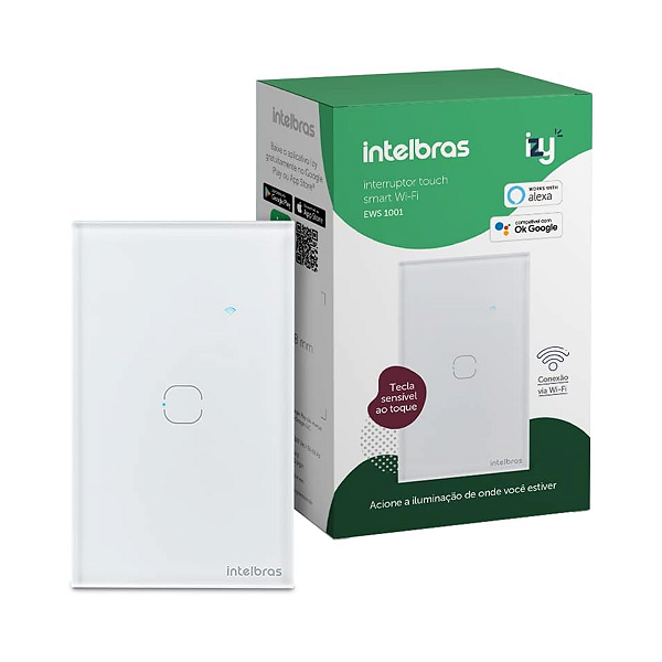 Interruptor Smart Touch Wi-Fi 1 Tecla Branco EWS 1001