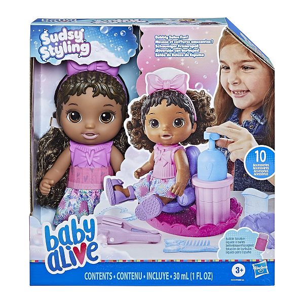 Boneca Baby Alive Sudsy Styling Negra Hasbro F6147