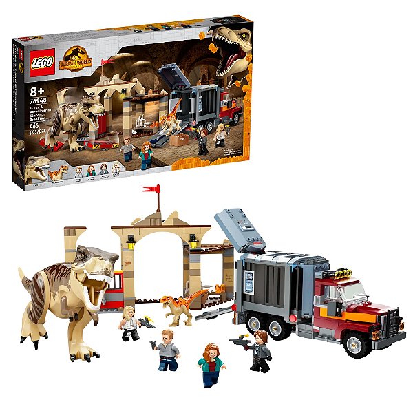 Lego Jurassic World Fuga dos Dinossauros Atrociraptor e T. rex 76948