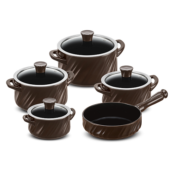 Conjunto de Panelas Twist 5 peças Chocolate Ceraflame