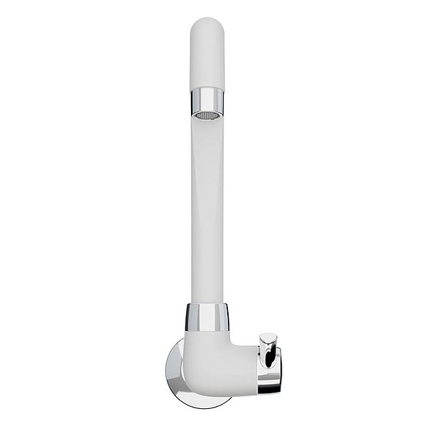 Torneira Parede Bica Alta Móvel Linea Branco/Cromo 1/2"-3/4"