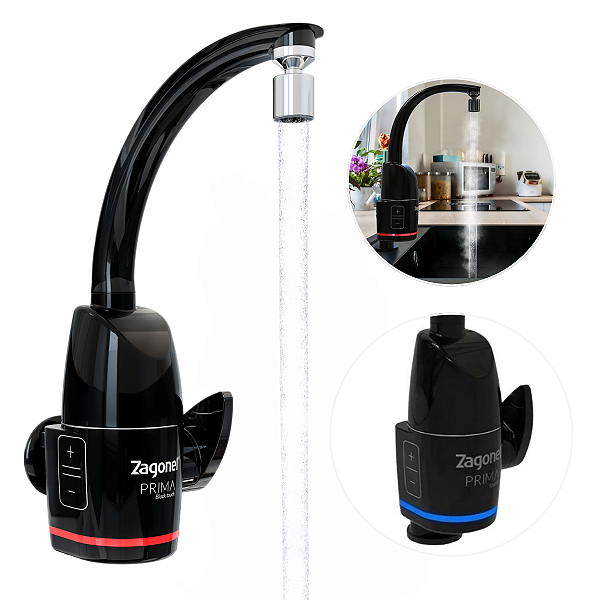 Torneira Prima Touch Eletrônica 220v 5500w Preta Zagonel