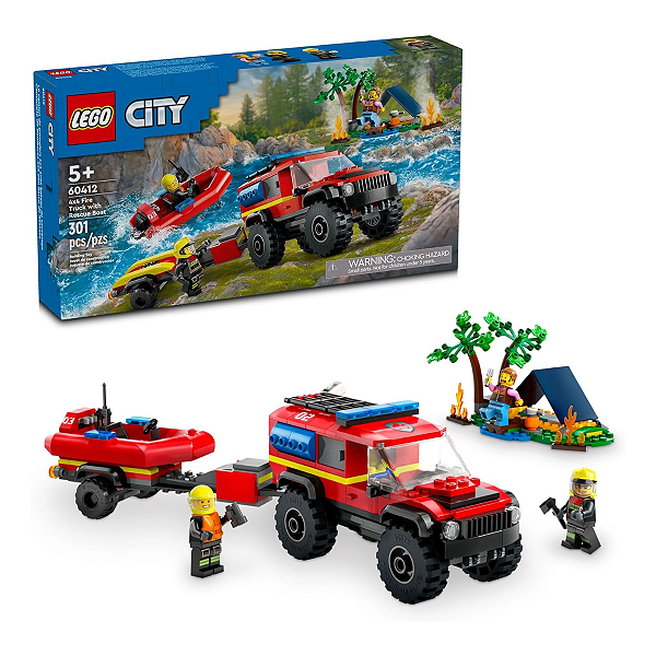Lego City Caminhão de Bombeiros 4x4 e Barco de Resgate 60412