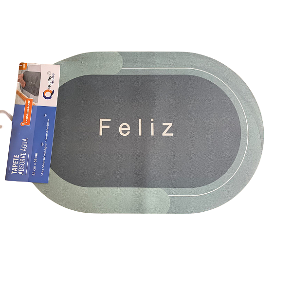 Tapete Absorve Agua Antiderrapante 60x40cm Feliz Verde
