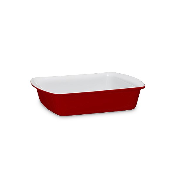 Travessa Retangular Cerâmica 24cm Vermelho Ceraflame