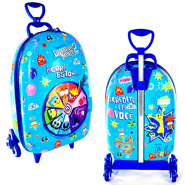 Mochila Rodinha Tripla Divertidamente Roleta Azul 3d Maxtoy