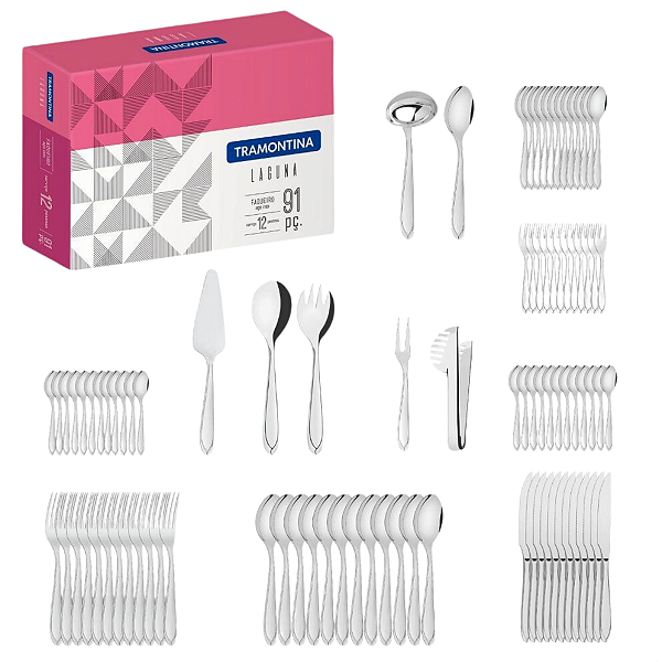 Faqueiro Laguna Aço Inox 91 pçs Tramontina