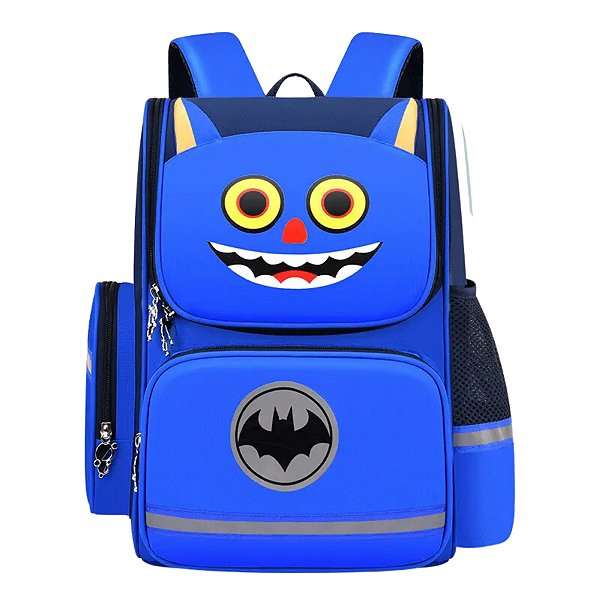 Mochila Escolar Infantil com Desenho Morcego Azul