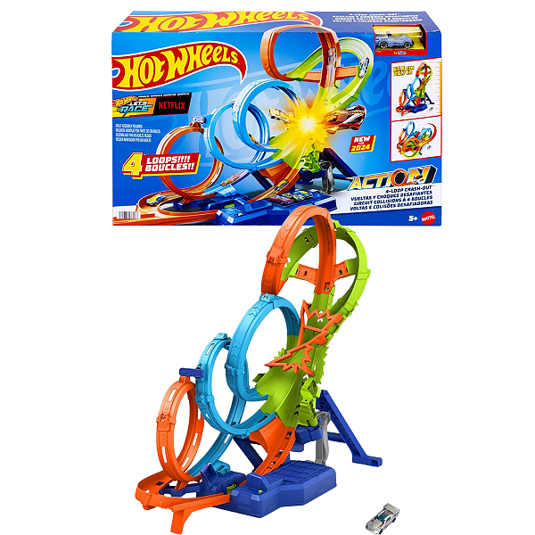 Pista Hot Wheels Voltas e Colisões Desafiadoras HXR70 Mattel