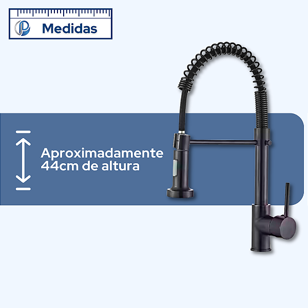 Torneira Extensível com Mola Aço Inox Preta