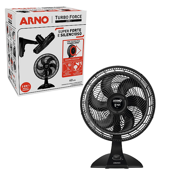 Ventilador 2 em 1 Turbo Force Preto 220v Arno