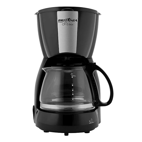 Cafeteira CP15 Vidro Preto com Inox 220V Britânia