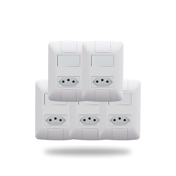 Kit 5 Interruptor e Tomada 10A 250V Branco Tramontina