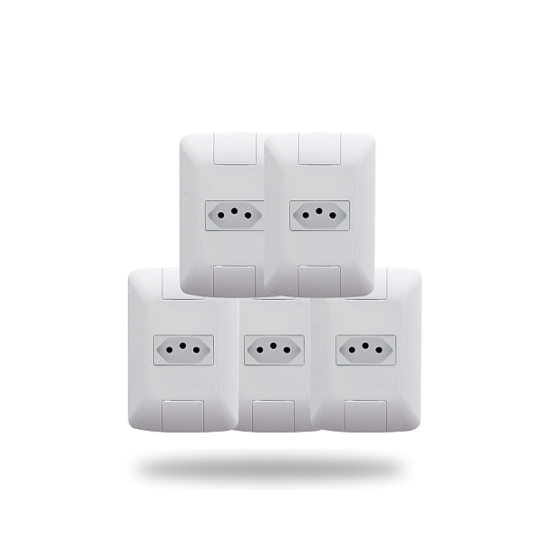 Kit 5 Tomada Simples 10A 250V Aria Branco Tramontina