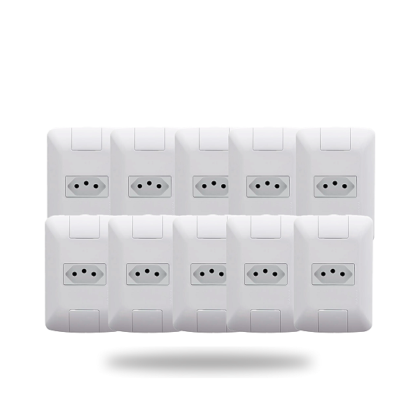 Kit 10 Tomada Simples 10A 250V Aria Branco Tramontina