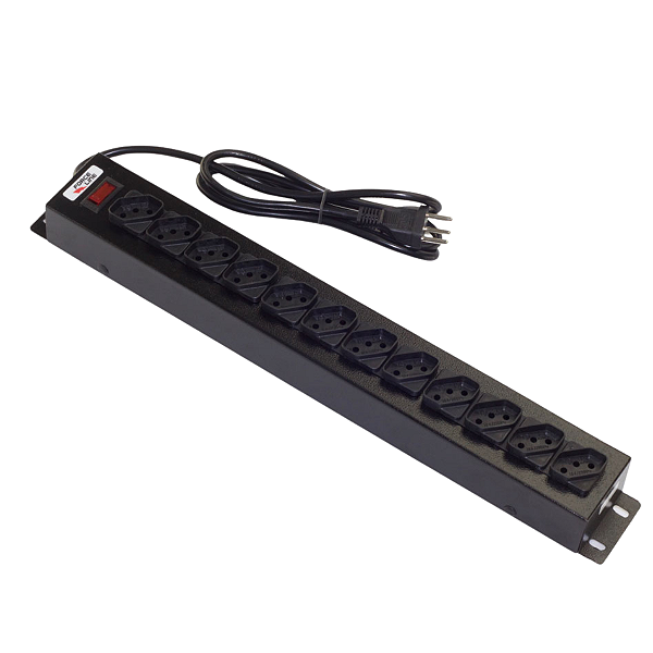 Régua Extensora 12 Tomadas 10A Bivolt Preto Force Line