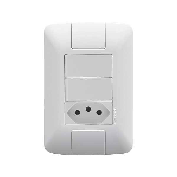 Interruptor Duplo com Tomada 10A Aria Branco Tramontina
