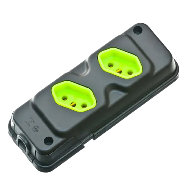 Tomada em Barra Robust 2T 20A Preto/Verde Fiolux