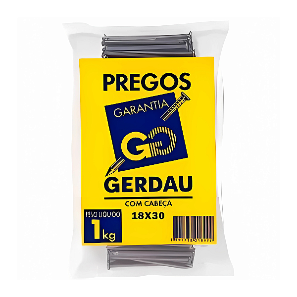 Prego Polido com Cabeça 18x30-2.3/4x10 1kg Gerdau