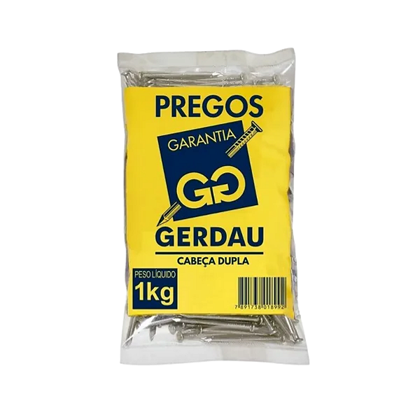 Prego Cabeça Dupla POL 17x27-2.1/2x11 1kg Gerdau