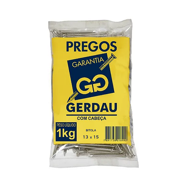 Prego com Cabeça POL 13x15-1.1/4x15 1kg Gerdau