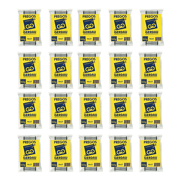 Kit com 20 Pacotes de Prego Telheiro GLV 18x27 Gerdau