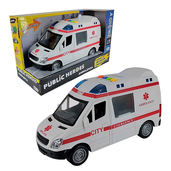 Ambulância com Luz e Som e Abertura de Portas Shiny Toys