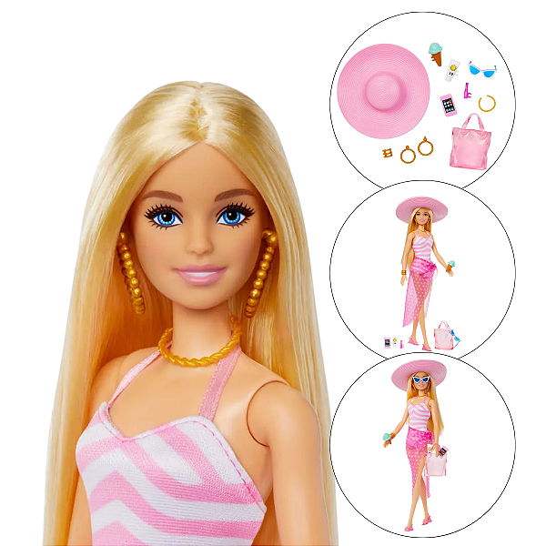 Barbie Fashion Dia de Praia Malibu HPL73 Mattel