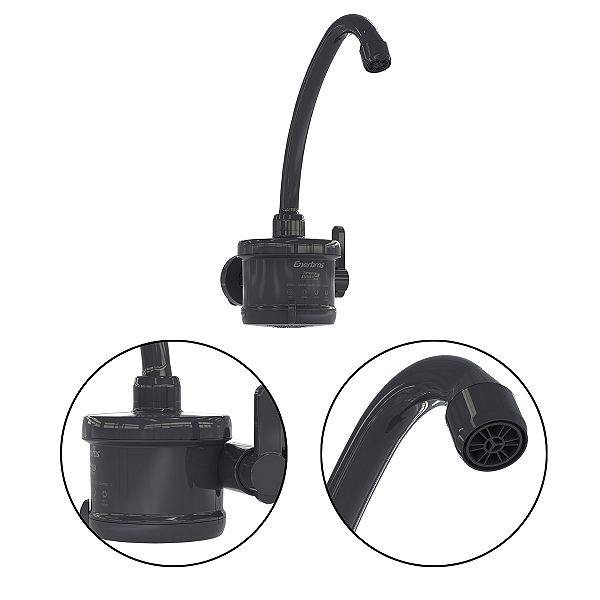 Torneira Plus 4T Parede 5500W 220V Preto Enerbras