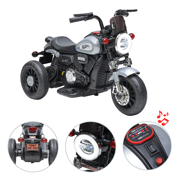 Mini Moto Elétrica Harley Davidson 6V Prata Zippy Toys