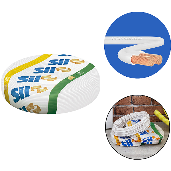 Cabo Flex Paralelo SIL 300 V 1,5mm x 100m Branco