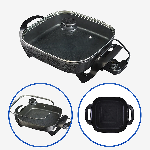 Panela Elétrica Quadrada Antiaderente Mangiare Agratto 220V