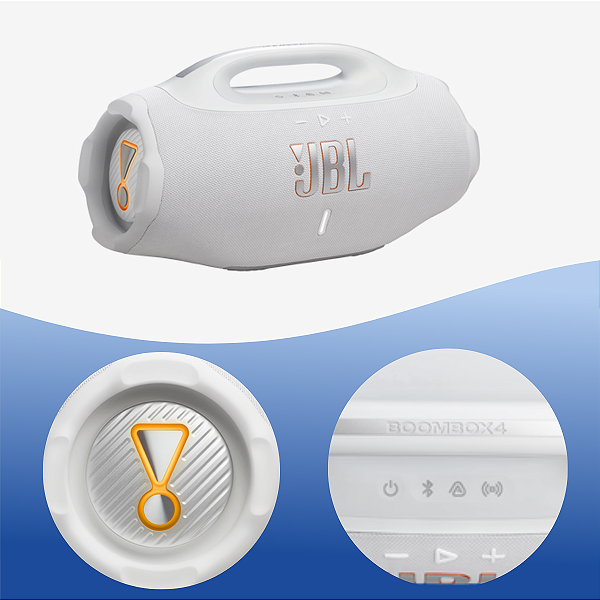 Caixa de Som Bluetooth À Prova D'água Boombox 4 JBL - Branca