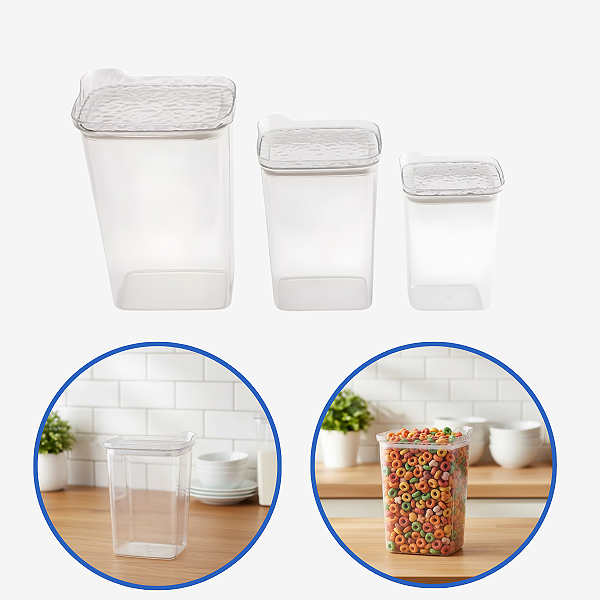 Kit 3 Potes Hermético Armazenar Alimento Organizar