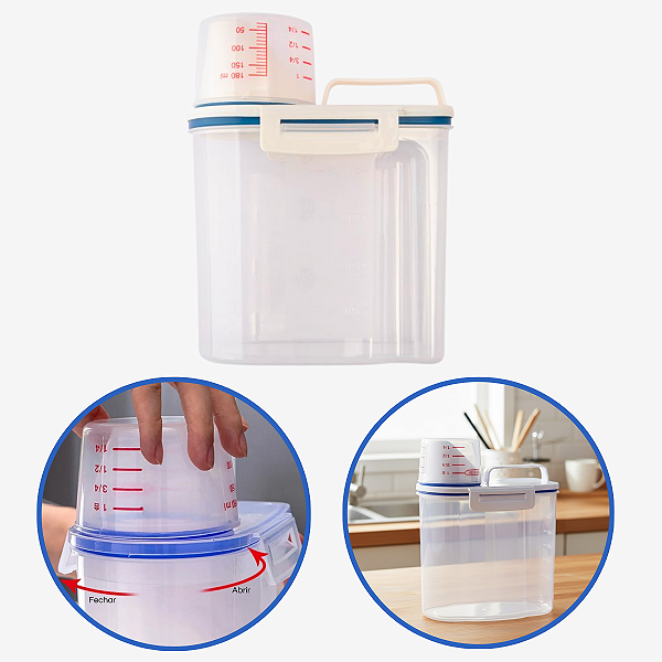 Pote C/ Medidor 1.5 L Cereal Ração Grãos Hermético Dispenser