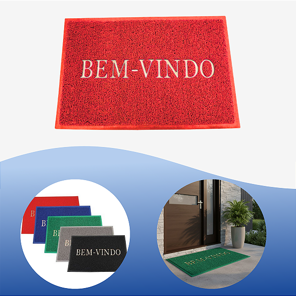 Tapete Capacho Vinil Bem Vindo 38cm X 58cm Antiderrapante