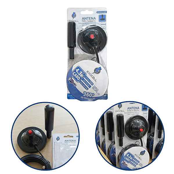 Antena Digital 4k Hd Interna Externa Para Tv Com Cabo 4.3 M