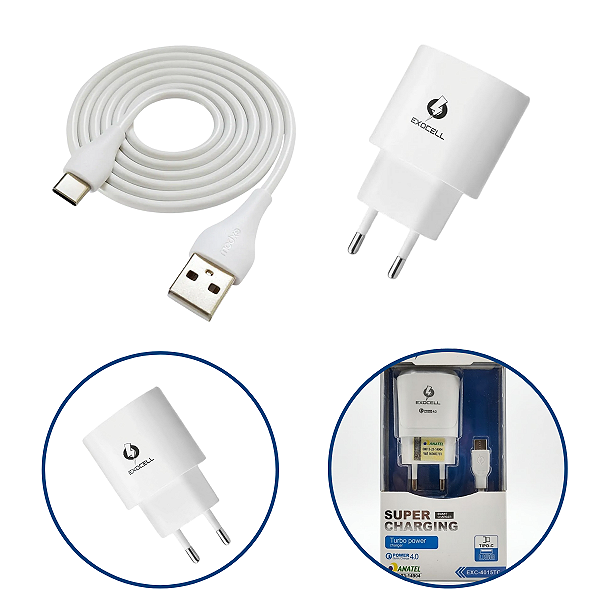 Carregador Celular Turbo Power 4.0 Usb + Usb-c Com Tipo C