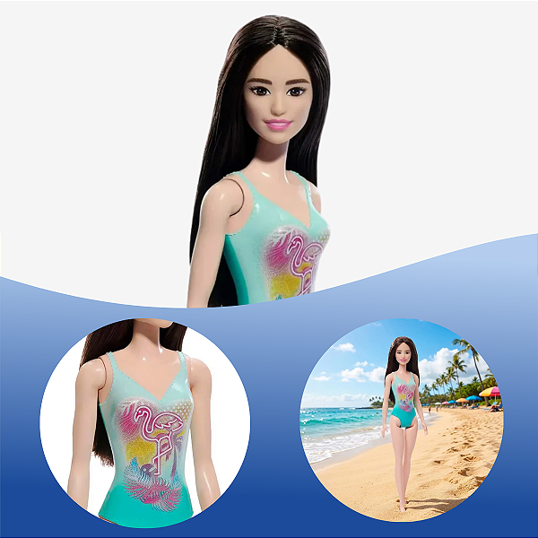 Boneca Barbie Praia Oriental Maiô Fashion HXX51