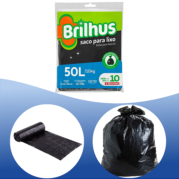 Saco De Lixo Almofada 50l Brilhus Bettanin 10 Unidades