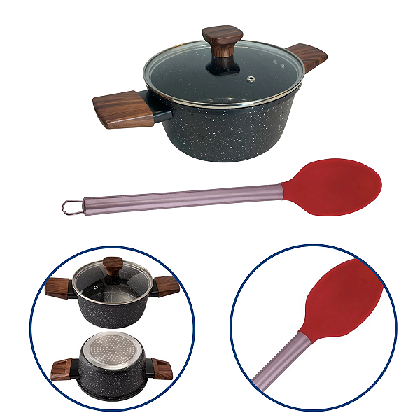 Kit 2 Peças Caçarola Clink e Colher de Silicone