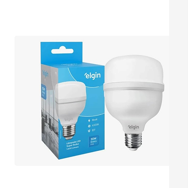 Lâmpada Led Alta Potência Super Bulbo 20w Branco Frio Elgin