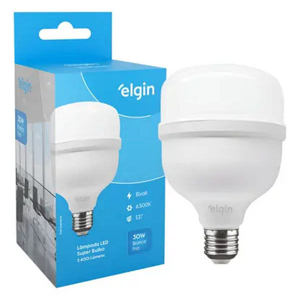 Lâmpada Led Alta Potência Super Bulbo 30w Branco Frio Elgin