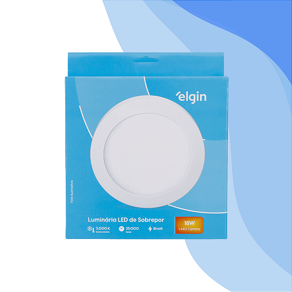 Plafon Led Sobrepor Elgin Redondo 18w 6500k Bivolt Branco