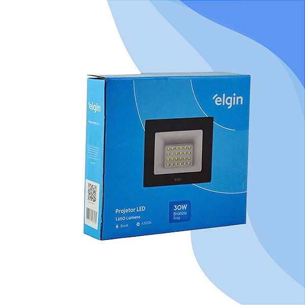 Refletor Led Elgin 30w 6500k Luz Branco Frio Bivolt Preto