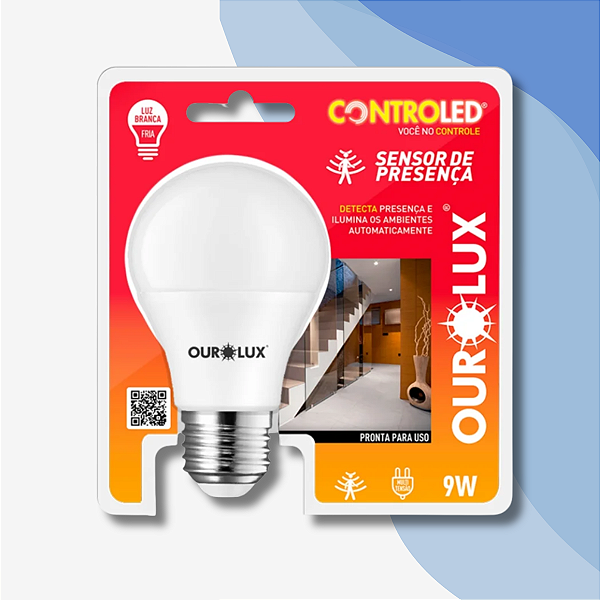 Lampada Controled 9w Sensor De Presença 6500k 760lm Ourolux