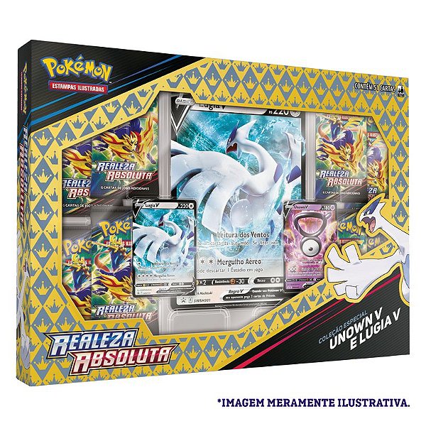 JOGO DE CARTAS POKÉMON BOX LUGIA V E UNOWN V - REALEZA ABSOLUTA - COPAG -  Espaço Brinquedos e Presentes