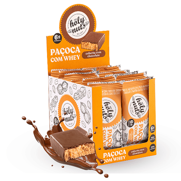 CX PAÇOCA COM WHEY COBERTA COM CHOCOLATE - 12UN