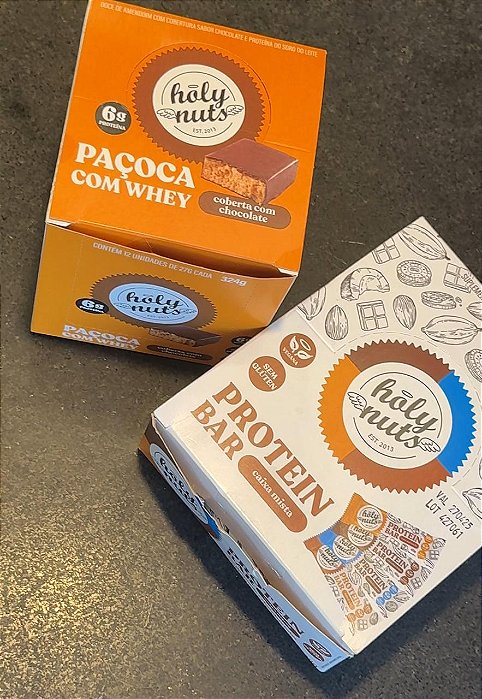 BRINDE CX PAÇOCA: Caixa Mista Barrinha de Proteína + Caixa Paçoquinha com Whey